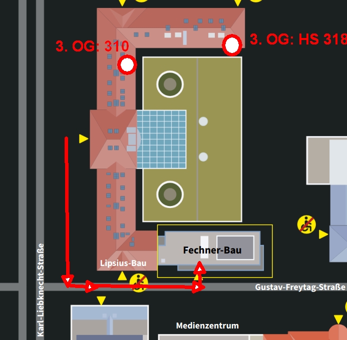 Lageplan: Aufzug über Gustav-Freytag-Straße